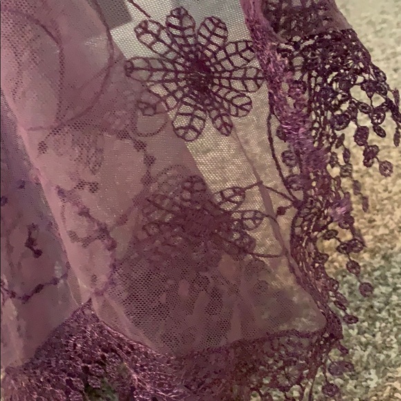 Purple Floral See Thru Scarf - Picture 2 of 2